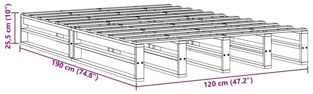 Cama sem colchão 120x190 cm madeira de pinho maciça branco