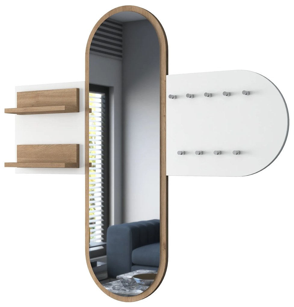 Hall Stand P3 – Branco e Nogueira – 125x120x12 cm