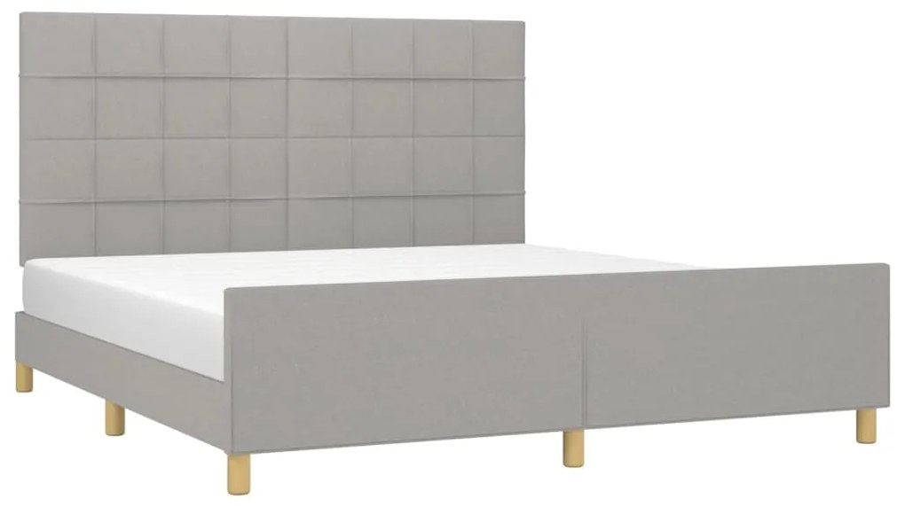 Estrutura de cama sem colchão 160x200 cm tecido cinzento-claro