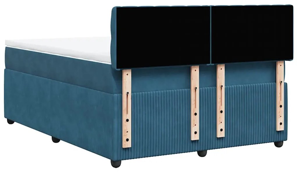 Cama boxspring com colchão 140x190 cm veludo azul
