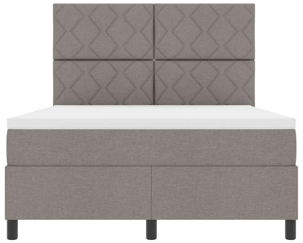 Cama Box com Colchão e Luz LED Taupe – 140x190 cm Tecido