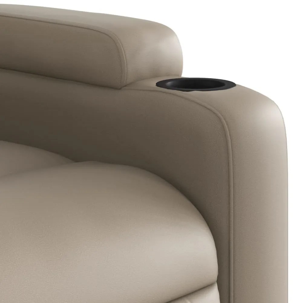 Poltrona reclinável elevatória couro artificial cor cappuccino