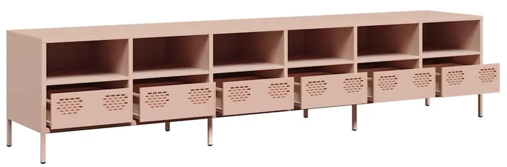 Móvel de TV 202x39x43,5 cm aço laminado a frio rosa