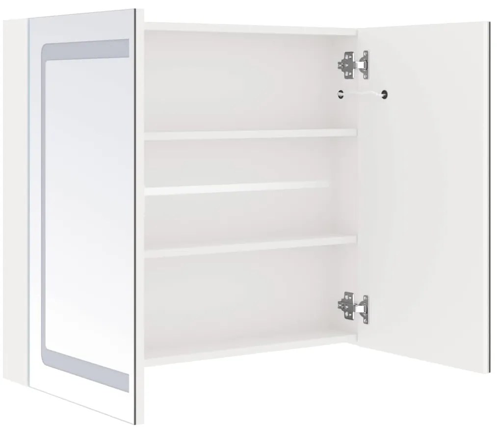 Armário espelhado casa de banho LED 80x12x68cm branco brilhante