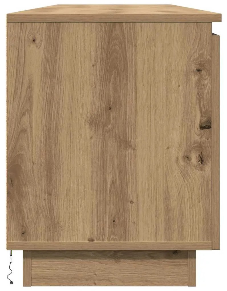 Gabinete de TV com LED Carvalho Artesanal 180x38x49 cm Madeira de Enge