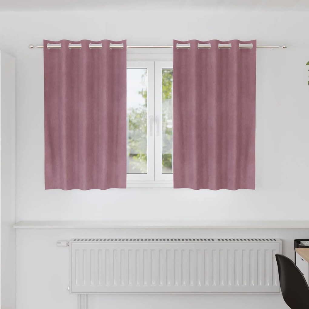 Cortinas Blackout vidaXL com Ilhós 2 pcs Veludo Rosa Escuro