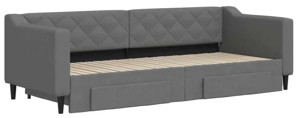 Sofá-cama c/ gavetão e gavetas 80x200 cm tecido cinzento-escuro