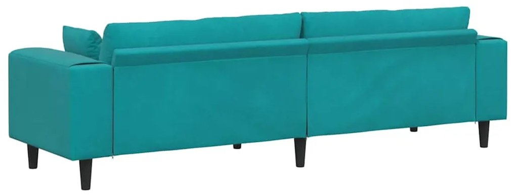 Sofá de Veludo com almofada com travesseiro Turquesa 208 cm Veludo