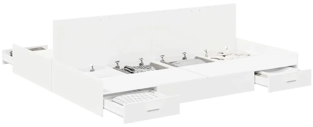 Estrado de cama com arrumação com gaveta com cabeceira Branco 180 x 20