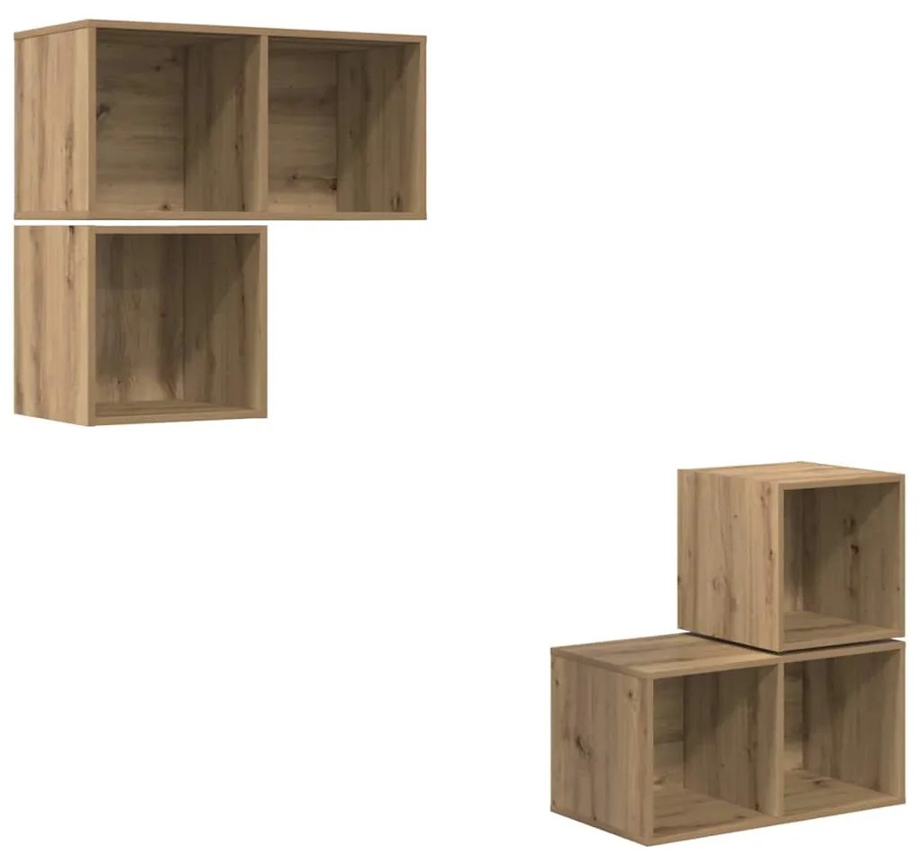 Conjunto de Estantes para TV 4 pcs carvalho artisiano