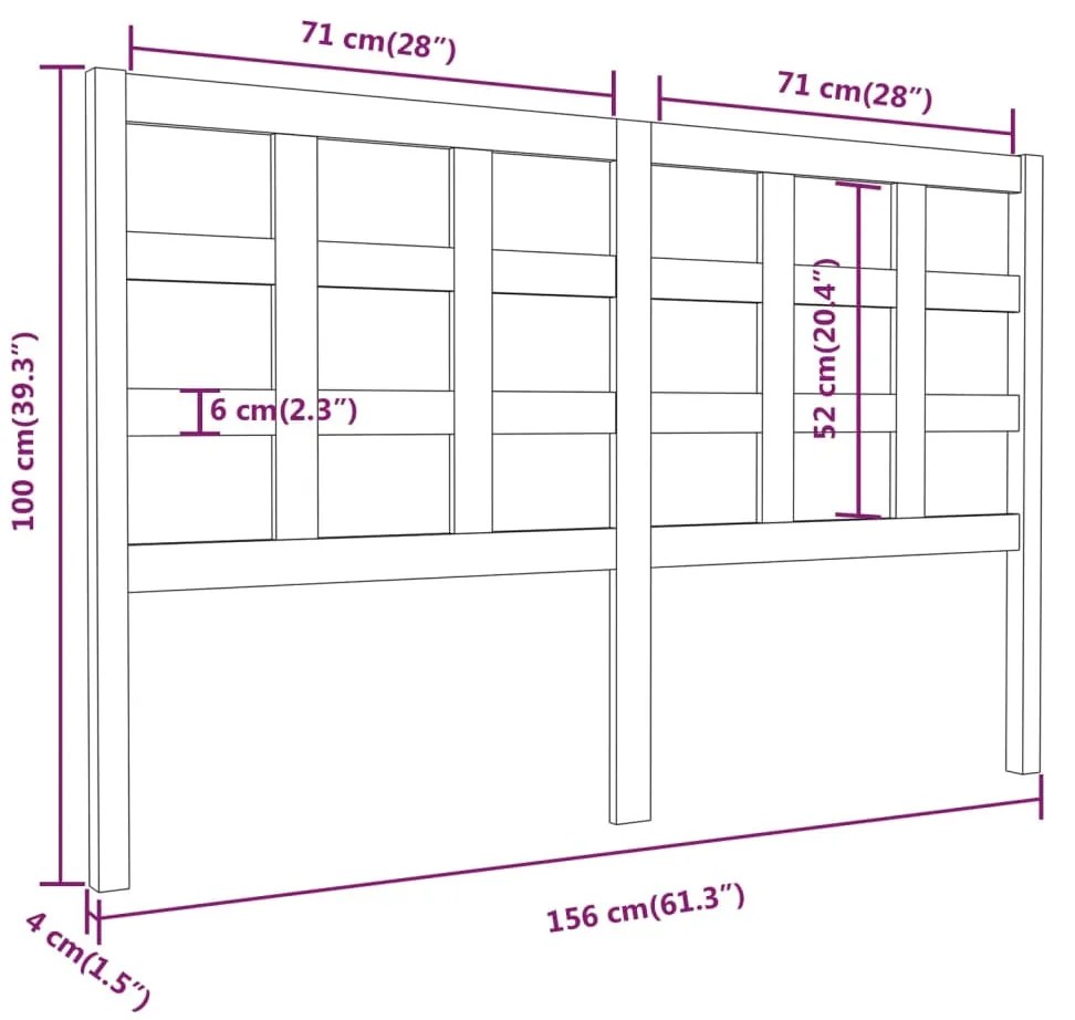 Cabeceira de cama 156x4x100 cm pinho maciço branco