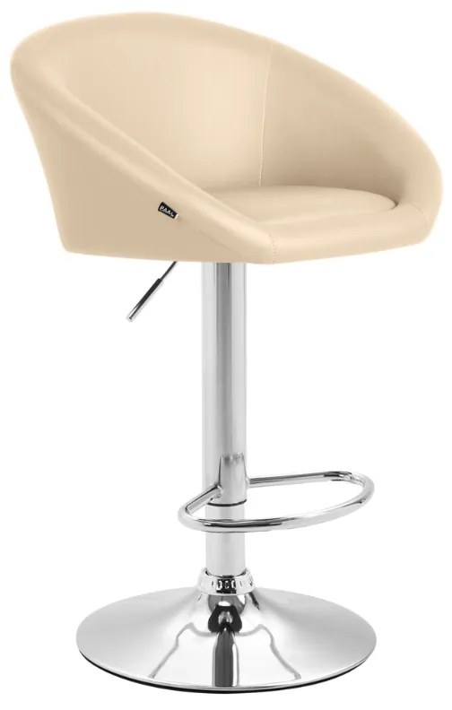 Banco de bar Miami em couro sintético e com estrutura cromada 55 x 86-106 x 51 cm Creme