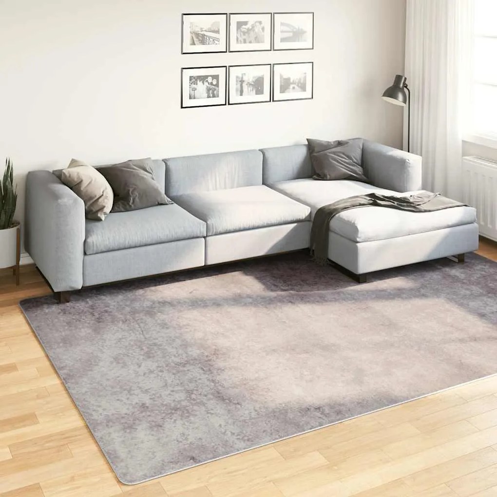 vidaXL Tapete lavável antiderrapante 190x300 cm cinzento