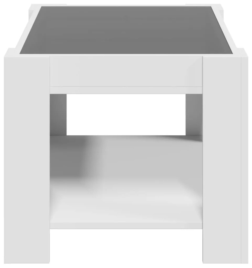 Mesa de centro c/ LEDs 73x53x45 cm derivados de madeira branco