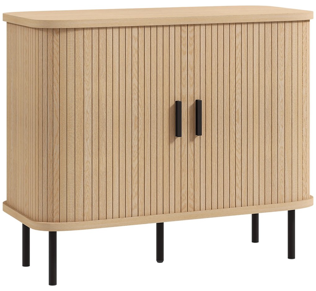 HOMCOM Aparador Sala de Estar com 2 Portas de Correr e Compartimentos Vintage Aparador de Sala de Jantar 90x40x75 cm Carvalho | Aosom Portugal