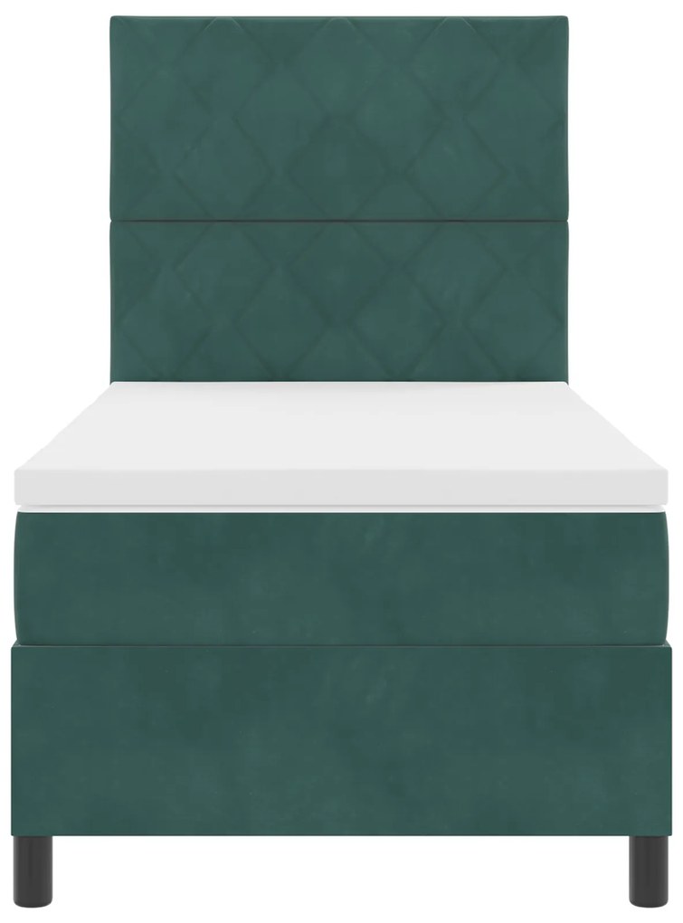 Cama Box com Colchão Verde Escuro 90x200 cm Veludo