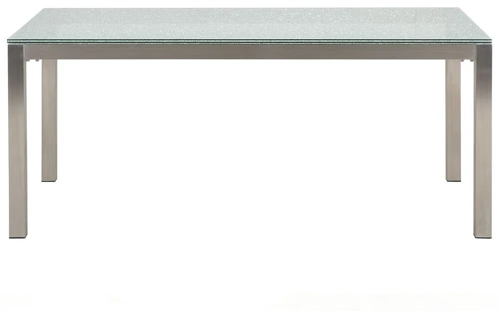 Conjunto de mesa com tampo em vidro temperado 180 x 90 cm e 6 cadeiras brancas GROSSETO Beliani