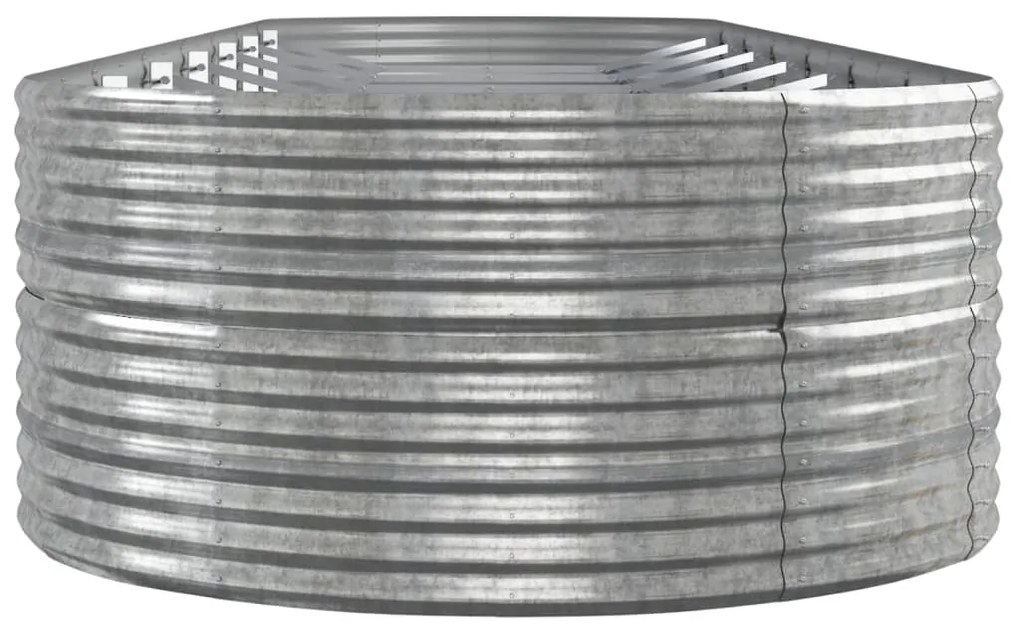 Canteiro elevado jardim 584x140x68 aço revestido a pó prateado