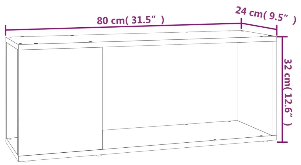 Móvel de TV 80x24x32 cm derivados de madeira preto
