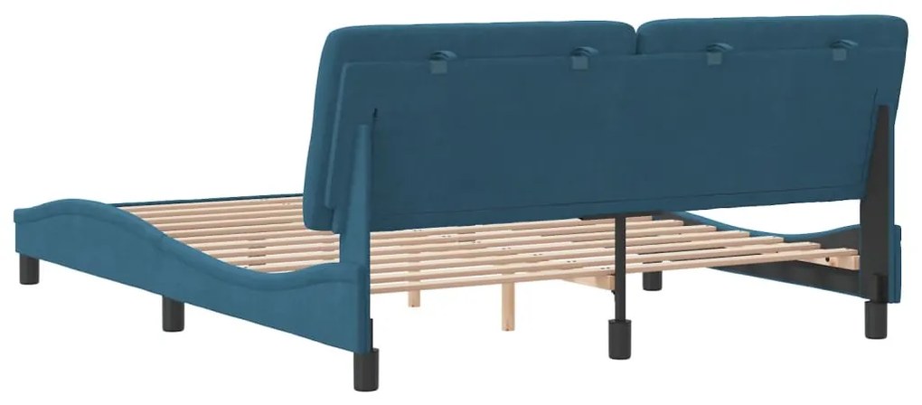 Estrutura de cama c/ cabeceira 160x200 cm veludo azul