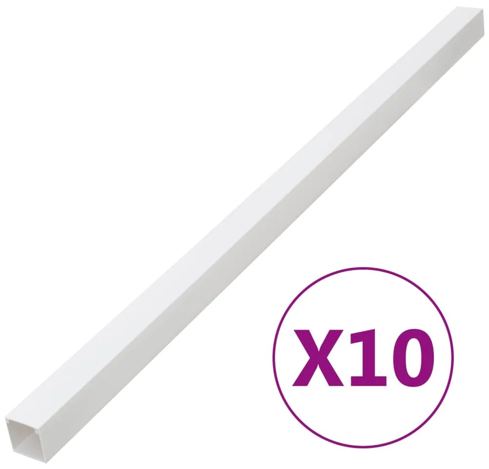 vidaXL Calhas para cabos 40x25 mm 10 m PVC