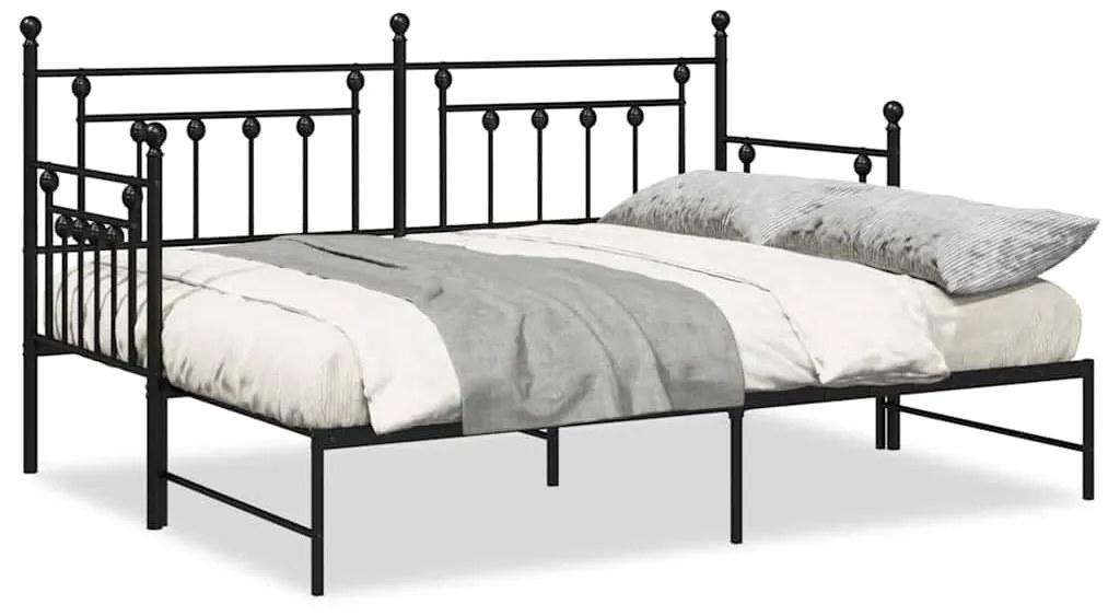 Estrutura de Daybed com Cama Auxiliar Preta 80x200 cm em Aço