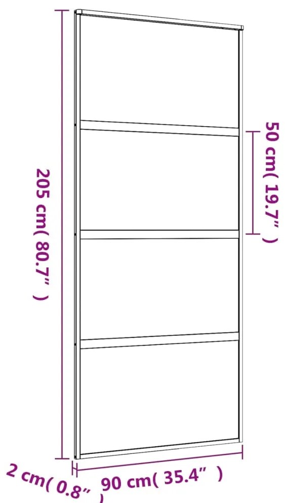 Porta deslizante 90x205 cm vidro ESG/alumínio dourado