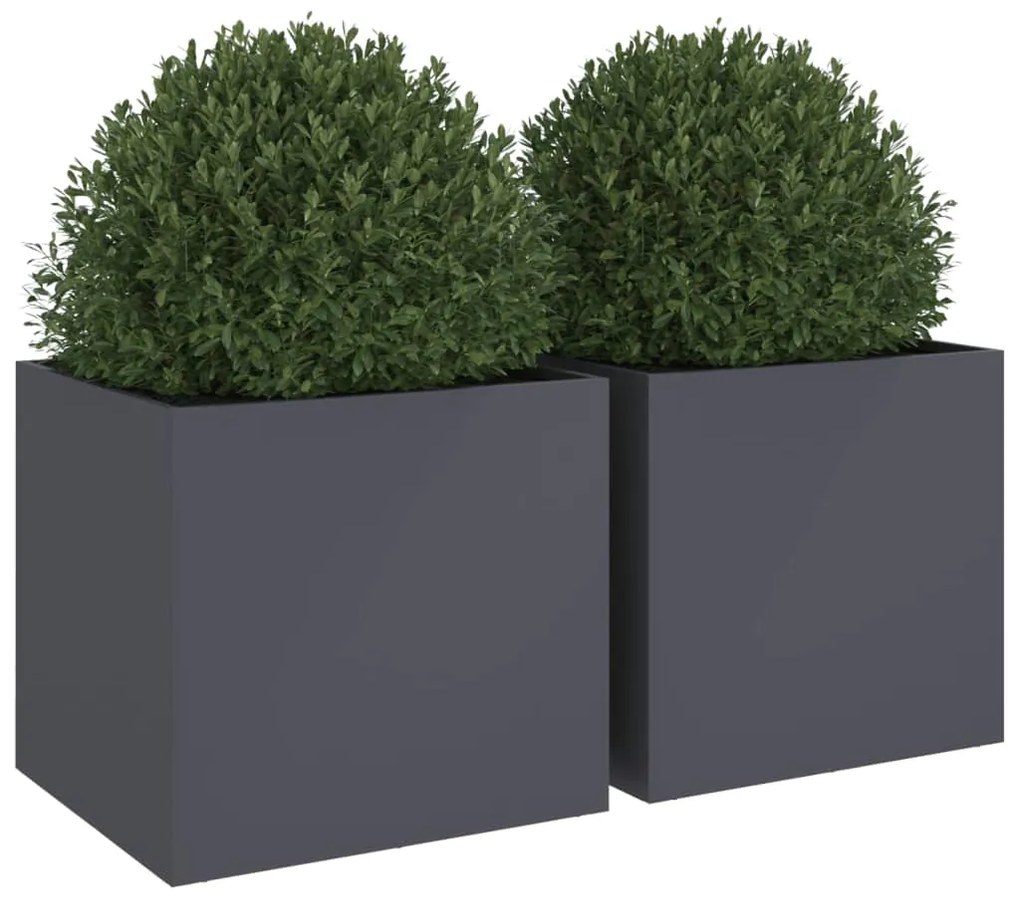 Vasos/floreiras 2 pcs 49x47x46 cm aço antracite