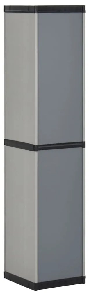 Armário arrumação jardim 3 prateleiras 34x40x168cm cinza/preto