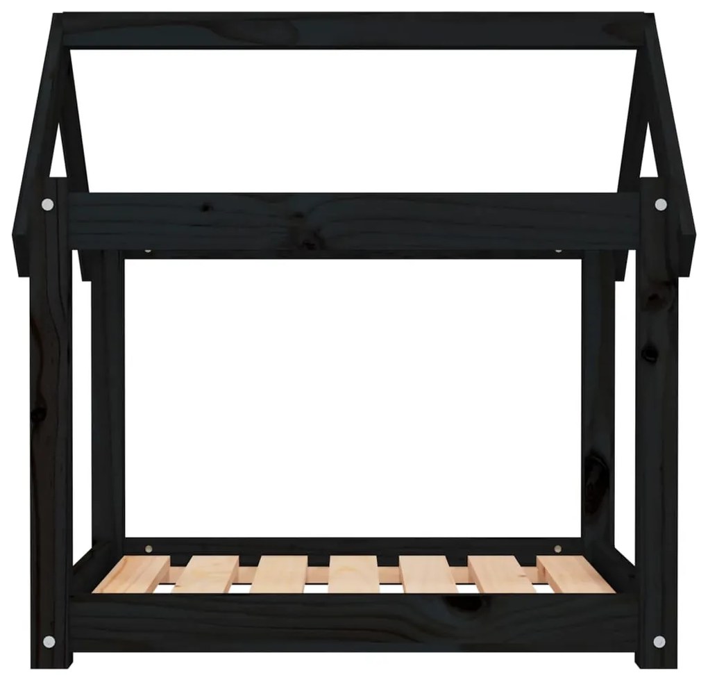 Cama para cães 71x55x70 cm madeira de pinho preto