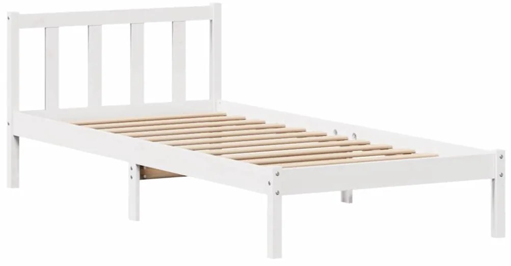 Cama sem colchão 100x200 cm madeira de pinho maciça branco