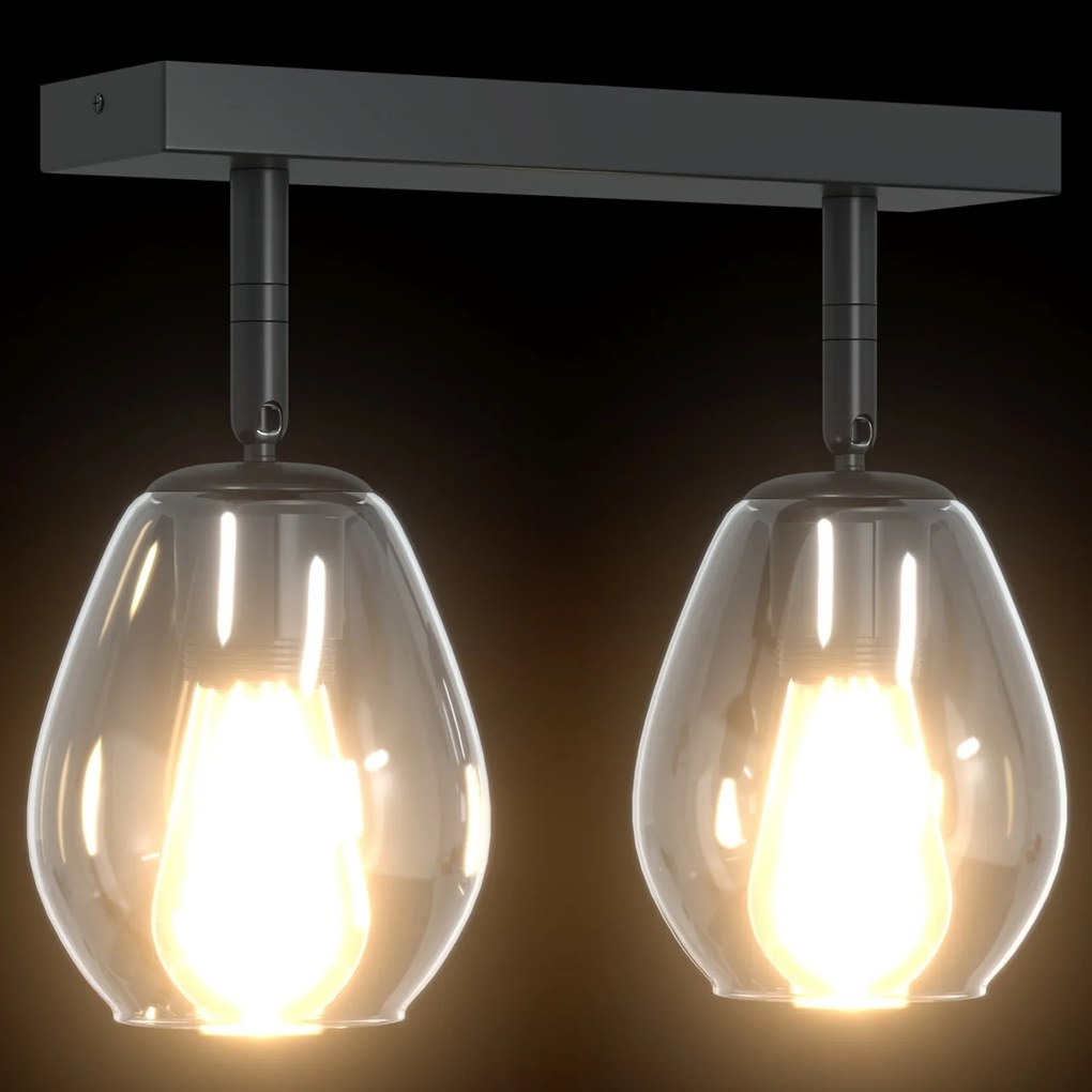 Luzes de teto com cúpula de vidro ajustável Antracite E27