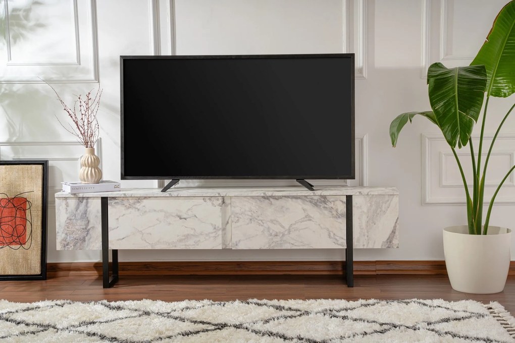 Móvel de TV Serenity – Mármore Freesia Preto – 180x50x29,5 cm
