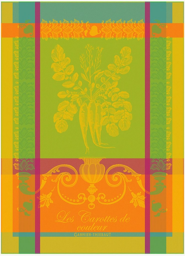 Panos de cozinha em tecido jacquard de algodão Carottes De Couleur Zeste, conjunto de 4
