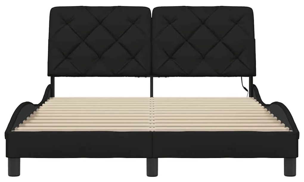 Estrutura de cama com LED sem colchão 140x200 cm tecido preto