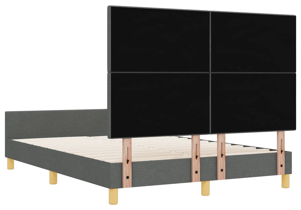 Cama vidaXL Cinza Escuro 160x200 cm Tecido