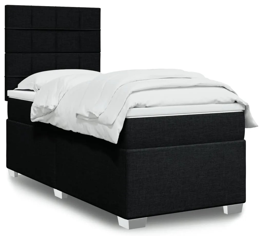 Cama com molas/colchão 90x190 cm tecido preto