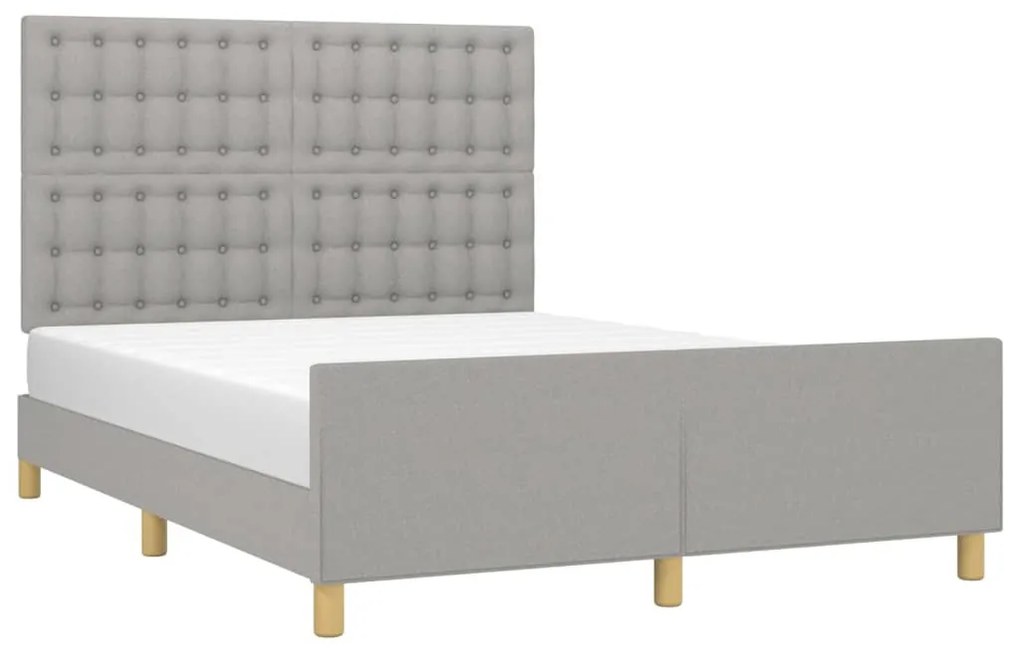 Estrutura de cama sem colchão 140x200 cm tecido cinzento-claro