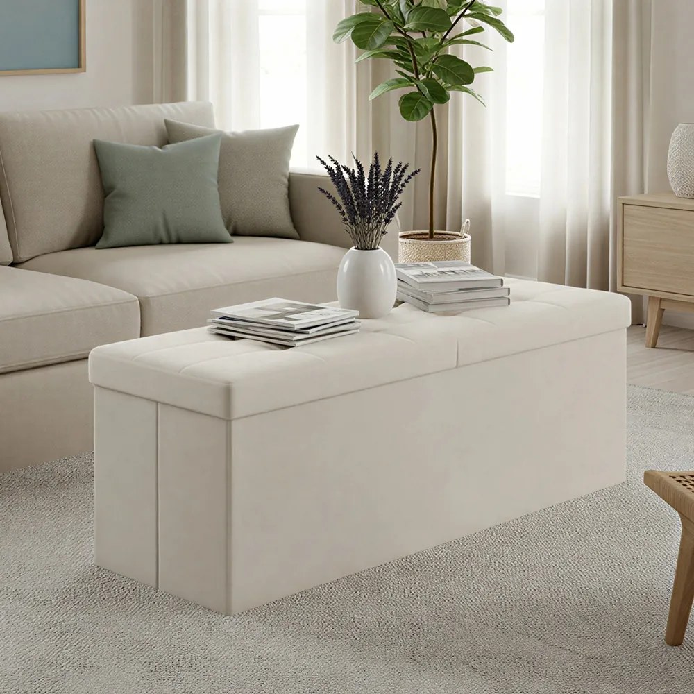 Banco com espaço de arrumação, para a entrada 38 x 110 x 38 cm bege-cappuccino