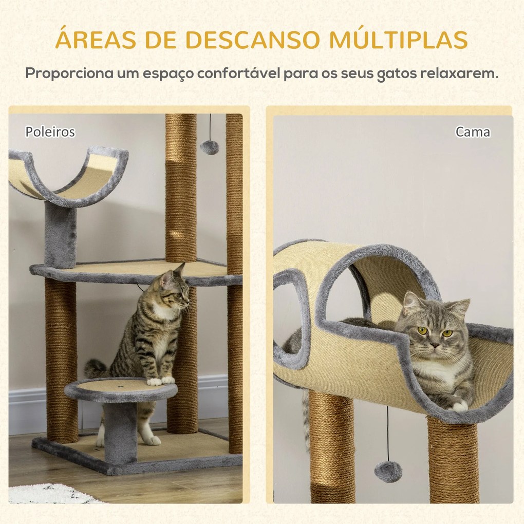 PawHut Árvore Arranhador para Gatos de 122cm Torre de Arranhar para Ga