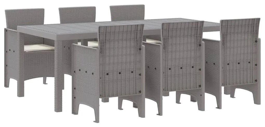 Conjunto de Jantar de Jardim 7 pcs Cinzento-claro