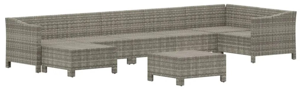 8 pcs conjunto lounge de jardim c/ almofadões vime PE cinzento