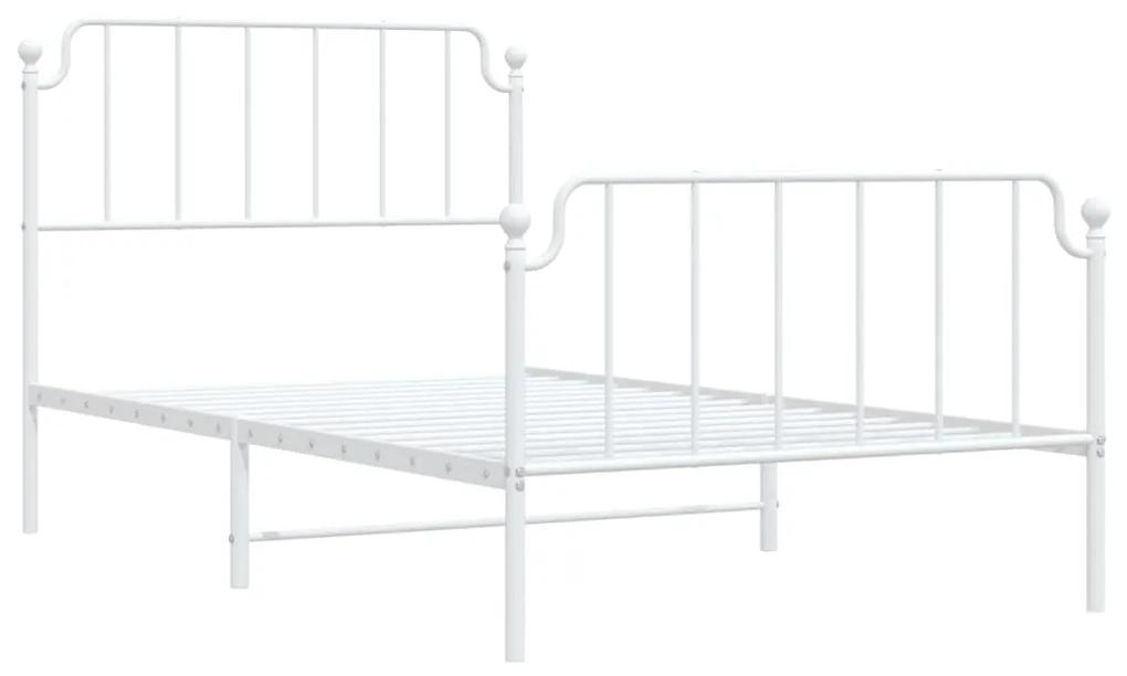 Estrutura de cama com cabeceira e pés 107x203 cm metal branco