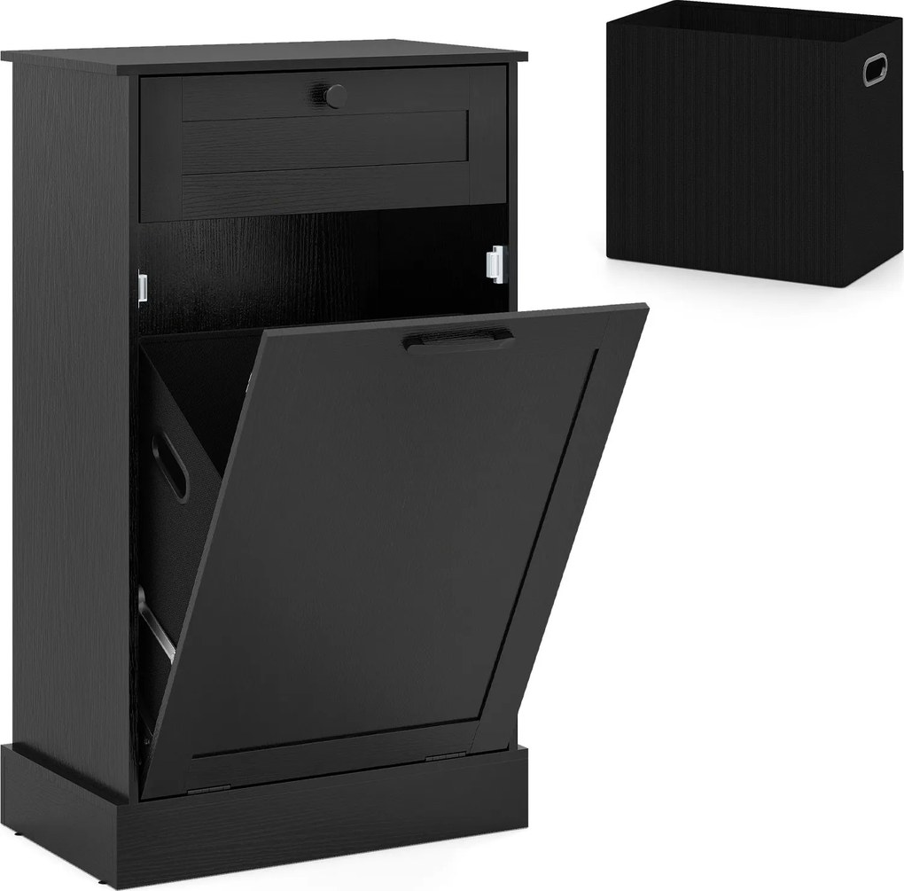 Armário para Roupa Suja, 52 x 33 x 90 cm, Saco de Tecido Removível, Preto
