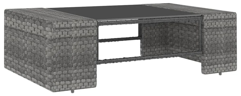 6 pcs conjunto lounge de jardim c/ almofadões vime PE cinzento