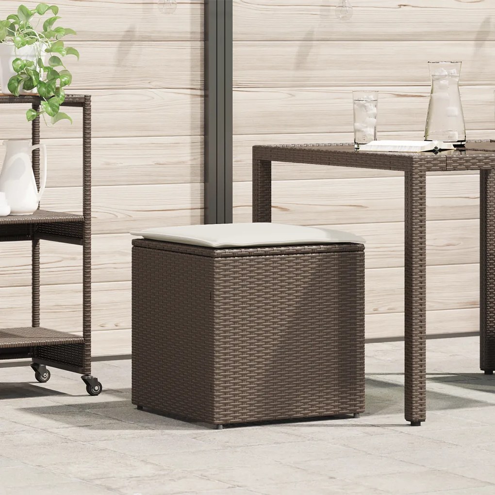 vidaXL Caixa de Armazenamento Externa Marrom e Creme Rattan Médio
