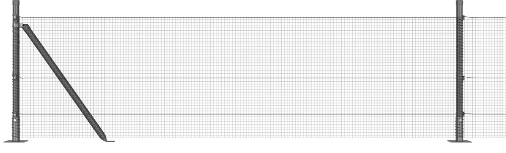 Conjunto de Poste de Cerca Conjunto de 2 Cinza Aço 10 x 0.5 m
