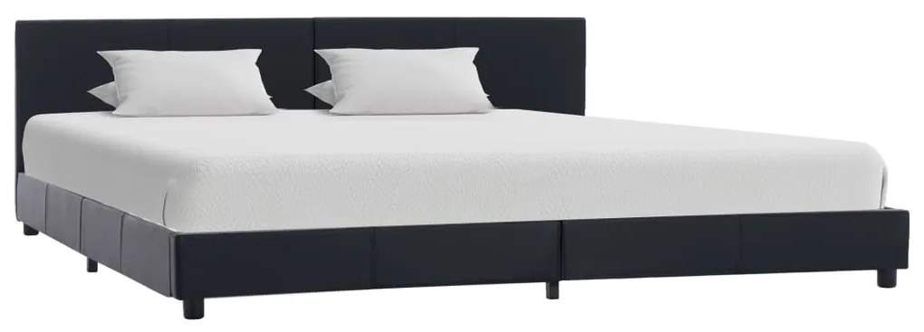 Estrutura de cama 180x200 cm couro artificial preto