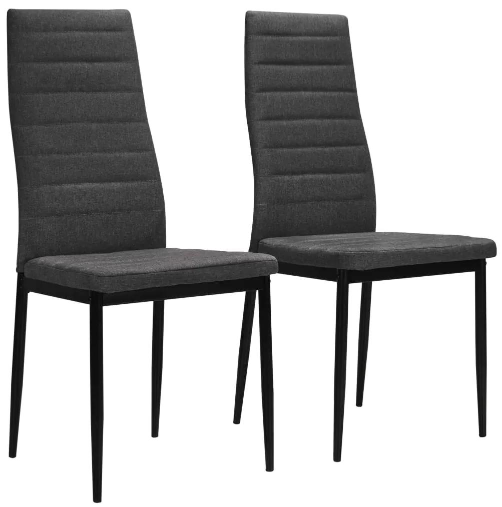 246179 vidaXL Cadeiras de jantar 2 pcs tecido cinzento-escuro