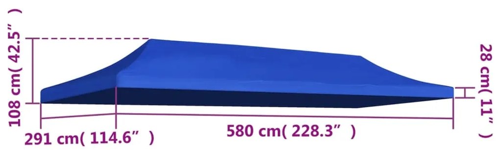 Teto para tendas de festas 3x6 m azul